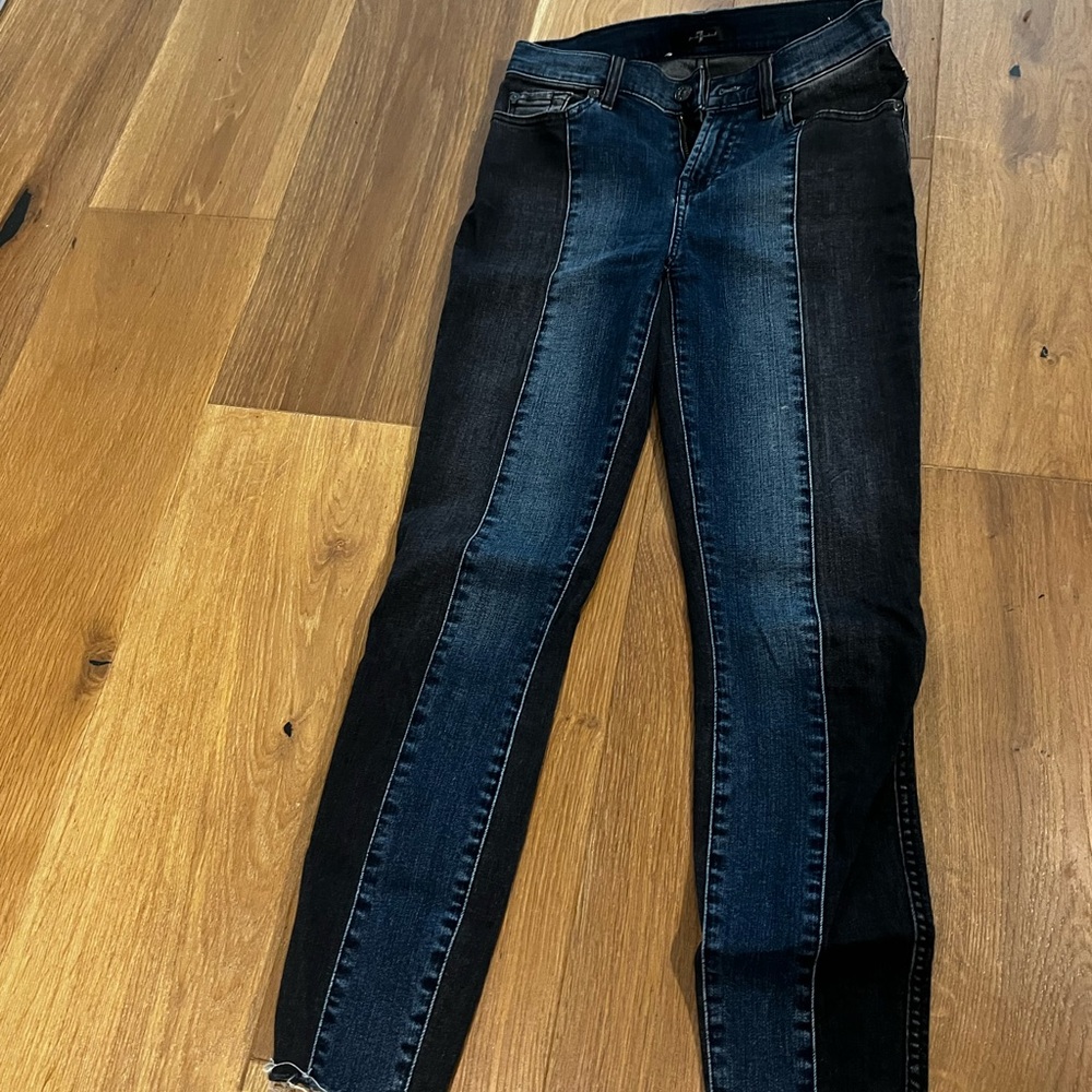 7 for all mankind two tone skinny ankle jeans